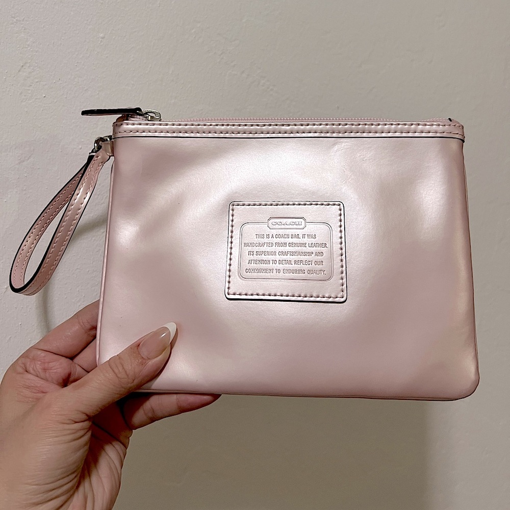 Coach Poppy Iridescent Pink Wristlet